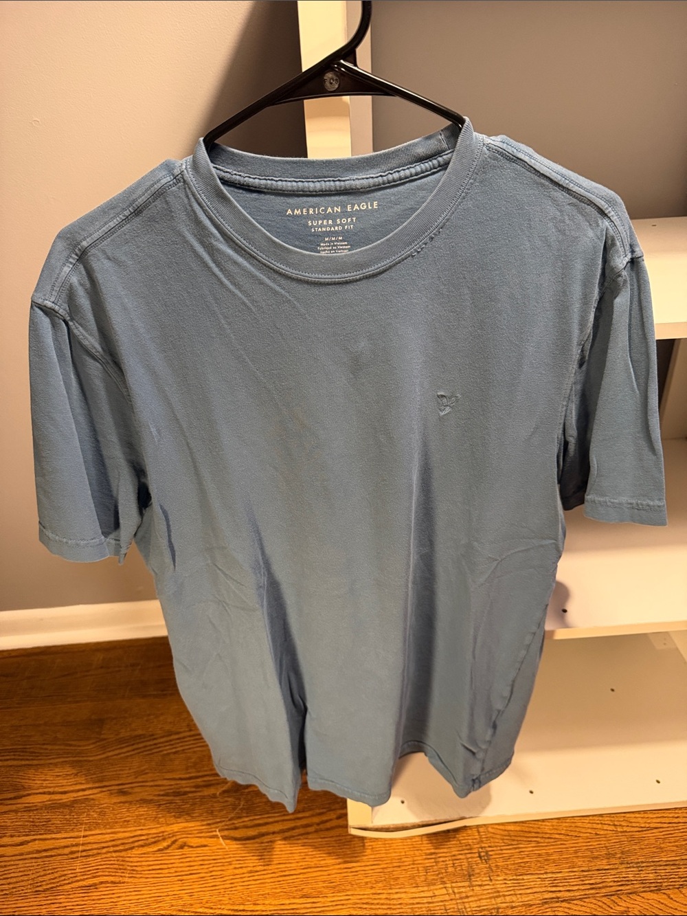 American Eagle Outfitters Men's Dusty Blue Crewneck Tee